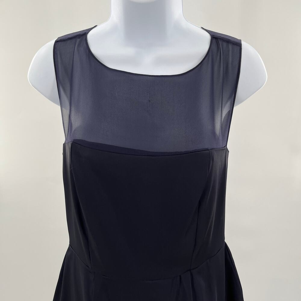 Taylor Navy Blue Sheer Sleeveless Bodice Tiered Hem Cocktail Dress Women Sz 4 - Picture 4 of 9